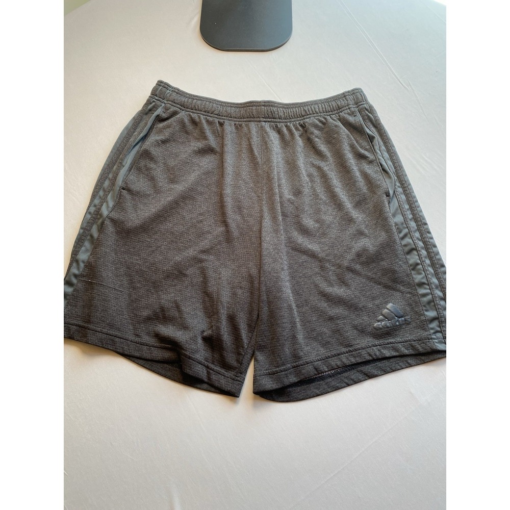 Adidas Men's Shorts Size L Grey Heathered 3-Stripe Workout Gym CW2736